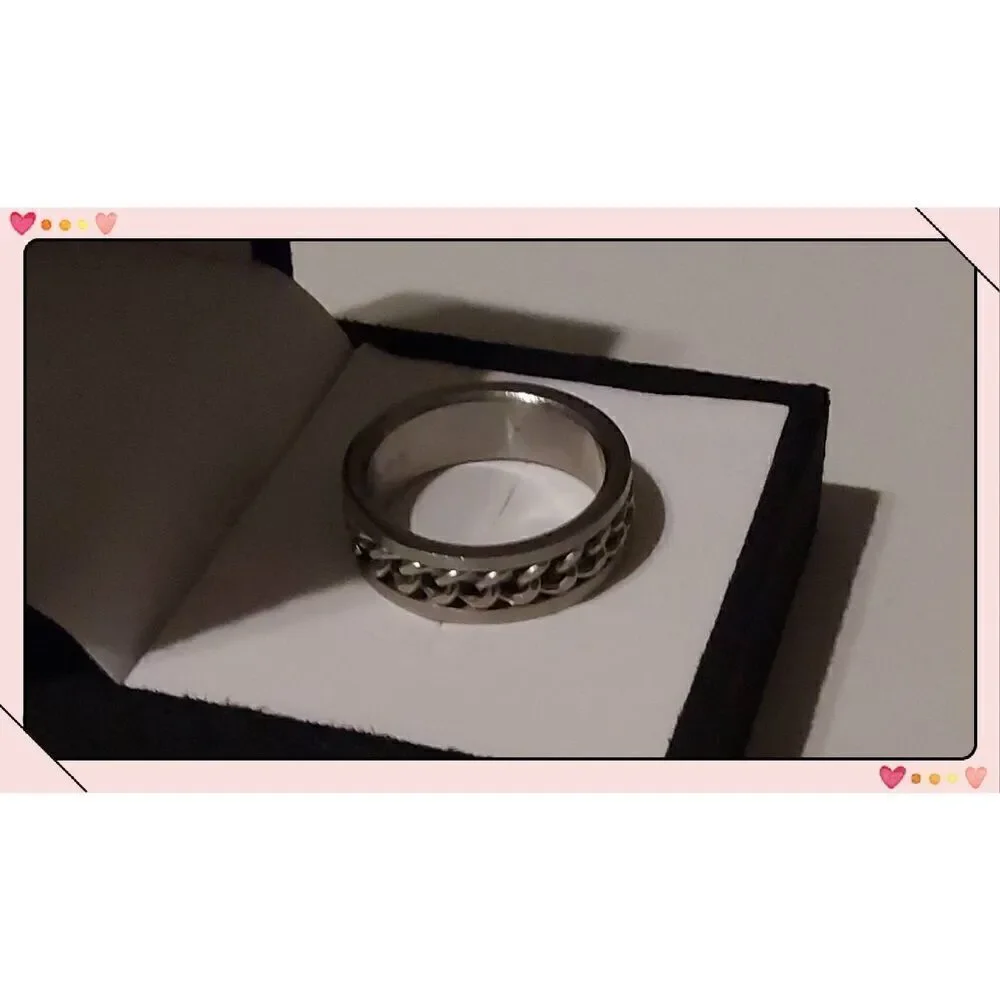 Mens' 316L Stainless Steel Rope Center Band Ring Sz 11